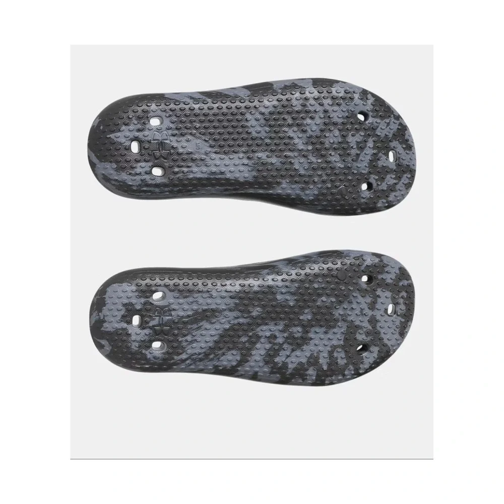 Under Armour Locker V Camo Slides Men 9 Black Grey Quick Dry EVA Sandals NEW